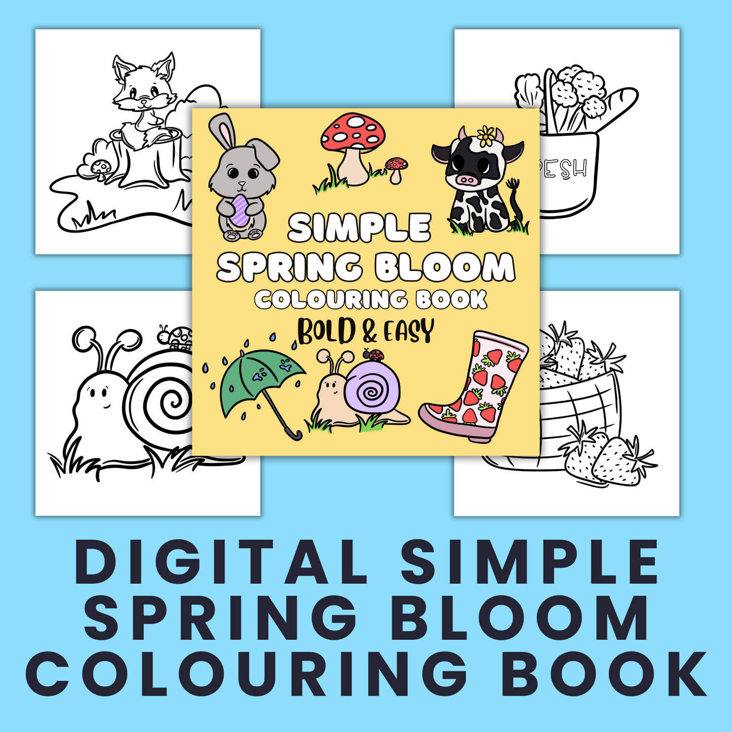 Simple Spring Bloom Colouring Book- DIGITAL