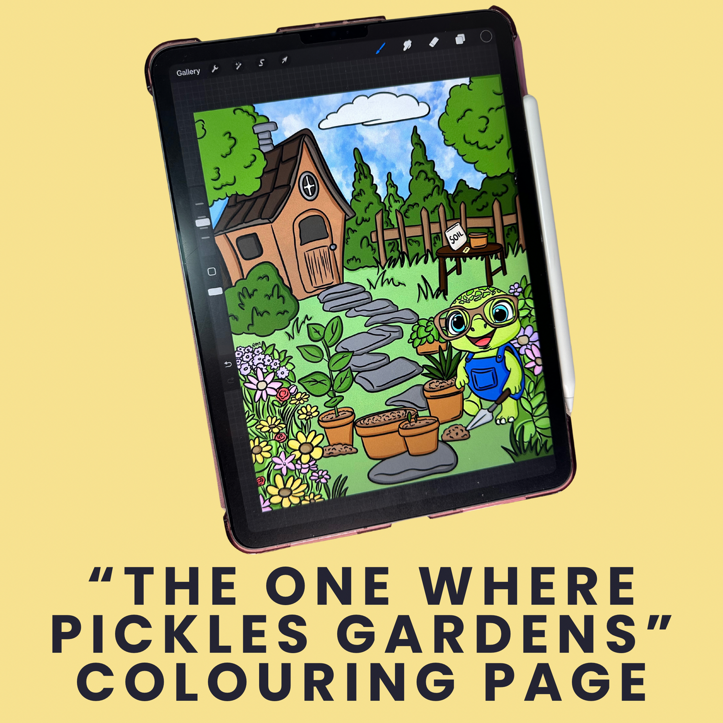 “The One Where Pickles Gardens” Colouring Page