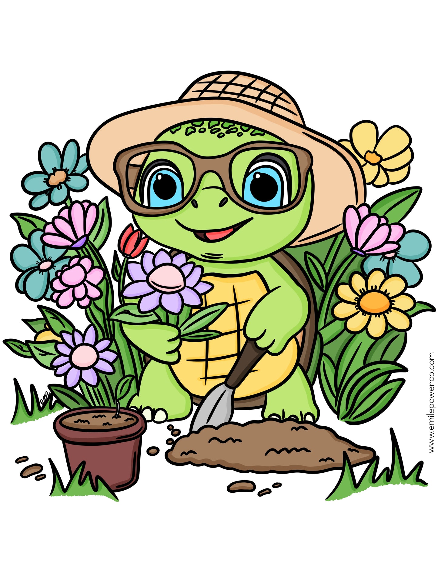 “The One With Pickles and the Flower Garden” Colouring Page