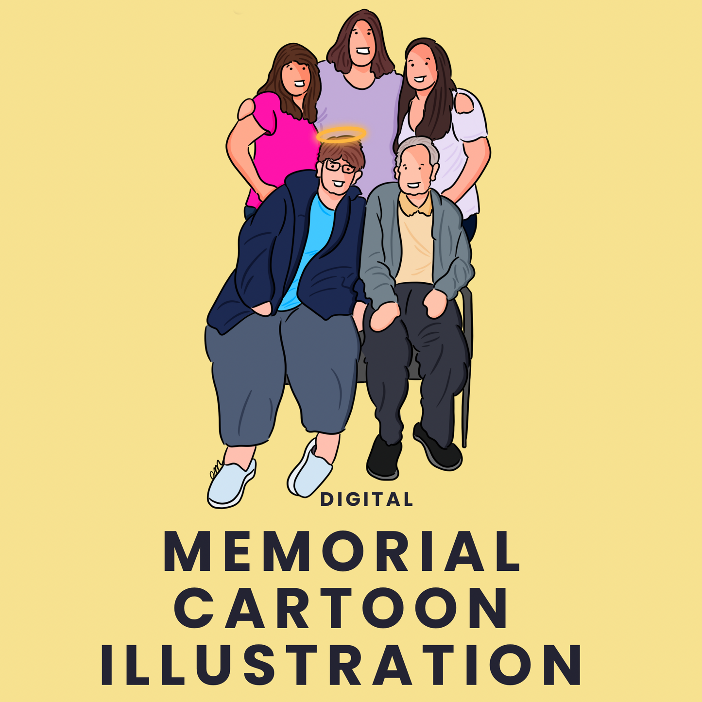 Cartoon Memorial Illustration- with Faces