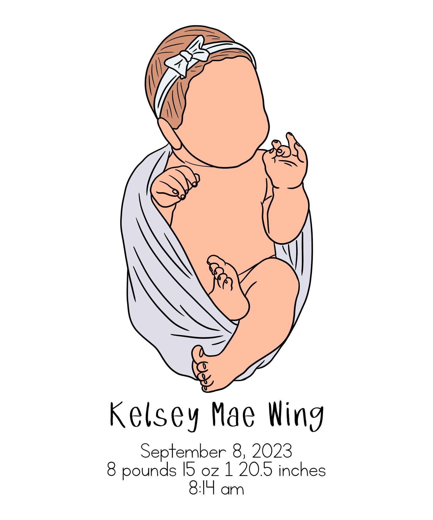 Custom Baby Stat Keepsake Illustration