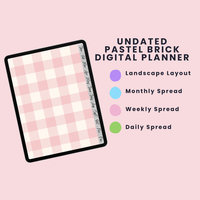 Undated Digital Planner | Pastel Plaid