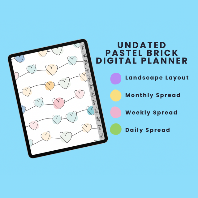 Undated Digital Planner | Heart Strings
