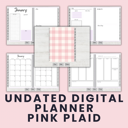 Undated Digital Planner | Pastel Plaid