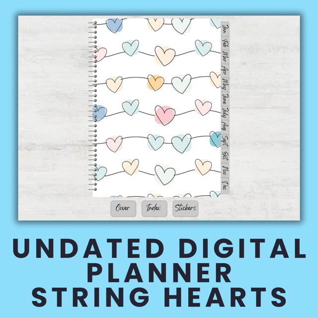 Undated Digital Planner | Heart Strings