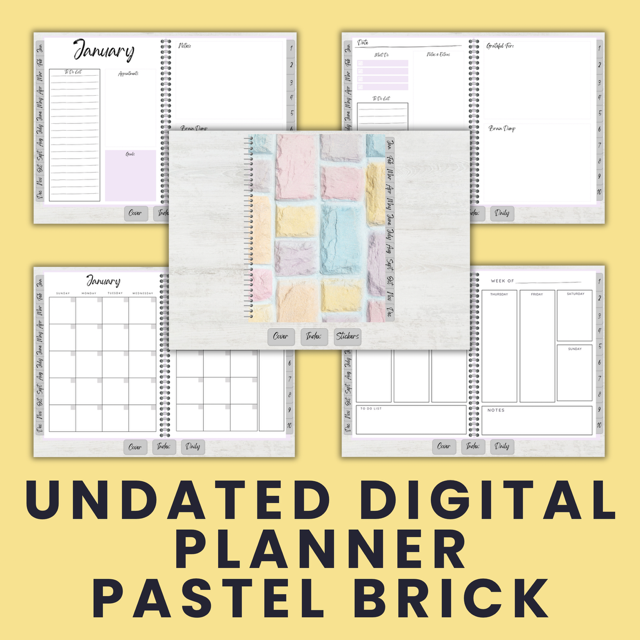 Undated Digital Planner | Pastel Brick