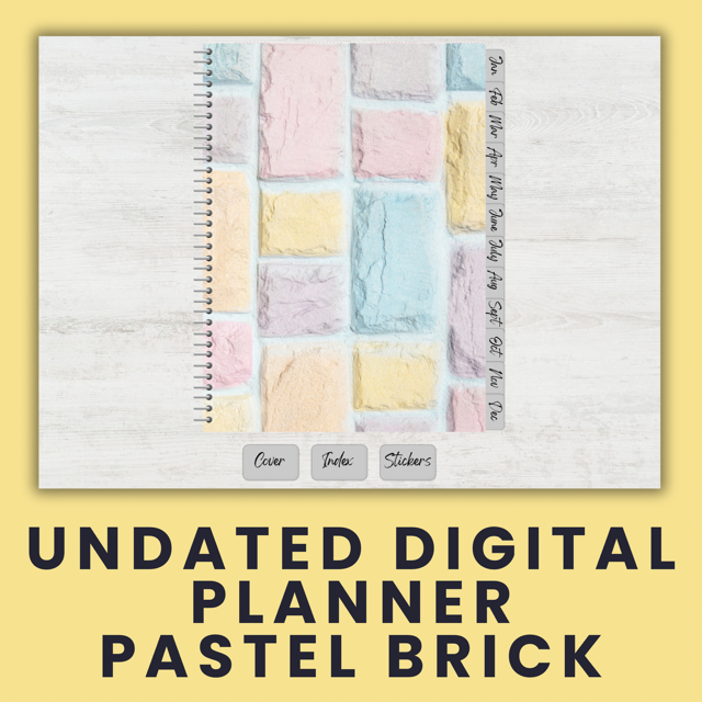 Undated Digital Planner | Pastel Brick