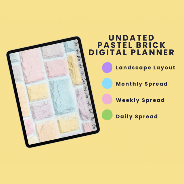Undated Digital Planner | Pastel Brick